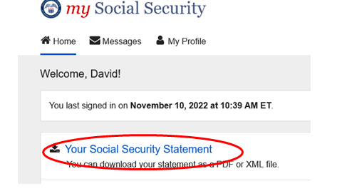Social Security statement download